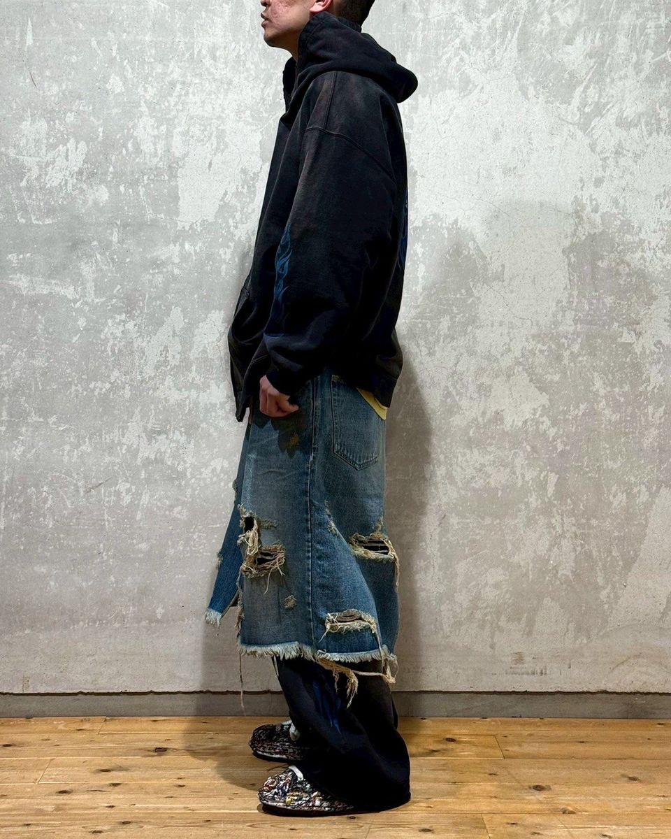 KAMIYA / “KMY-FIRE” Distressed Zip-up Hoodie (G14HD075)