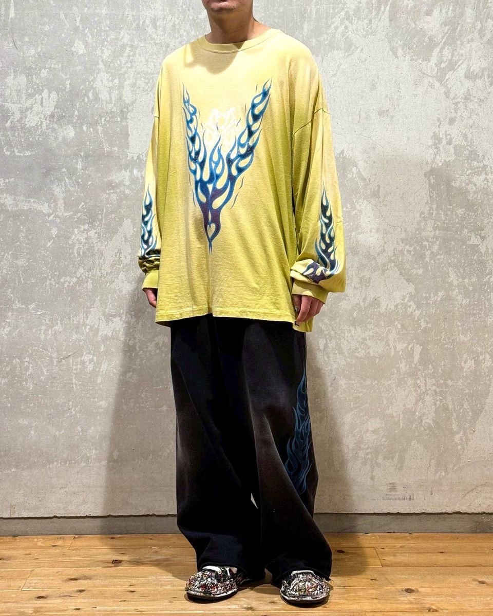 KAMIYA / “KMY-FIRE” Distressed L/S T-shirt (G14LT079)