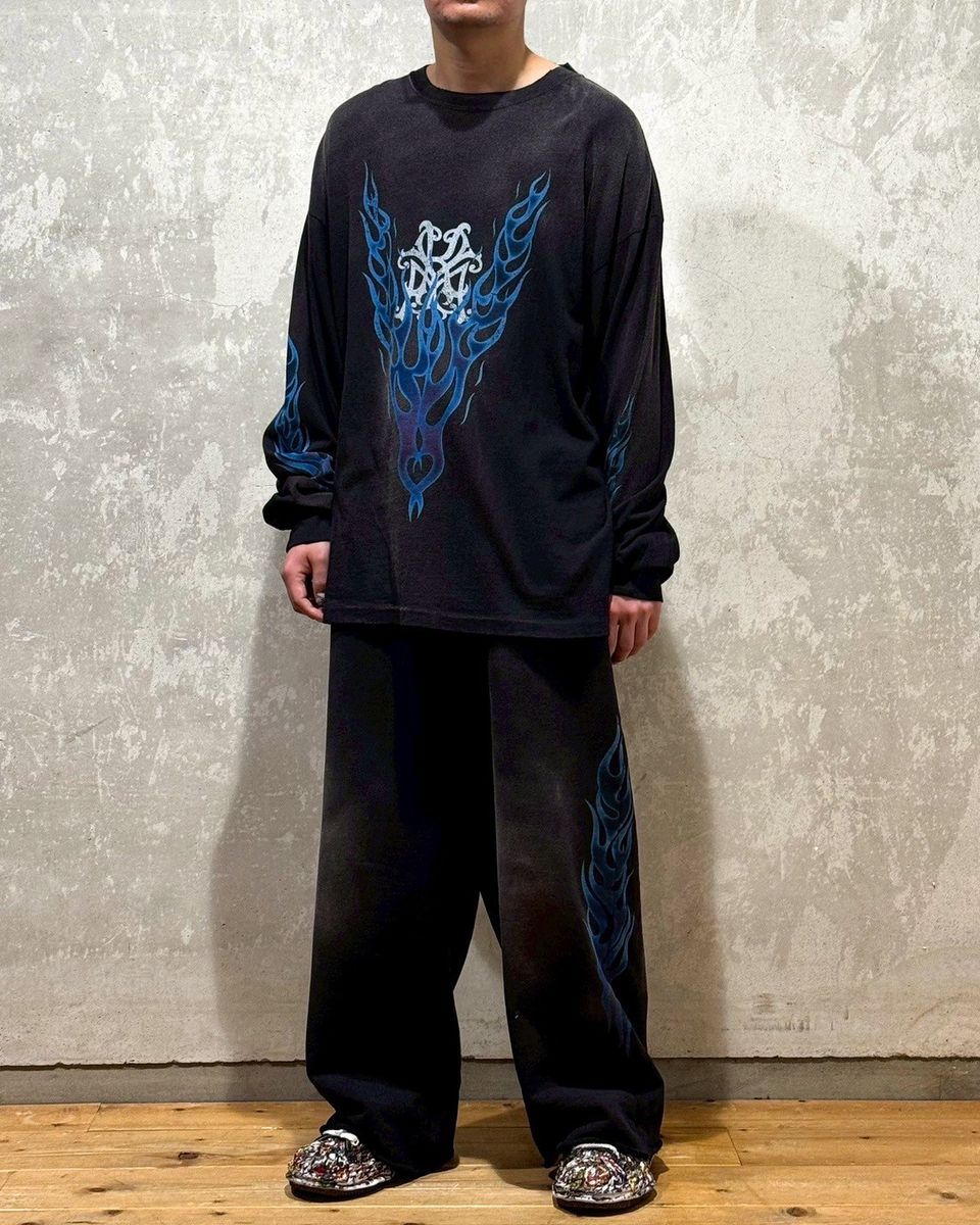 KAMIYA / “KMY-FIRE” Distressed L/S T-shirt (G14LT079)