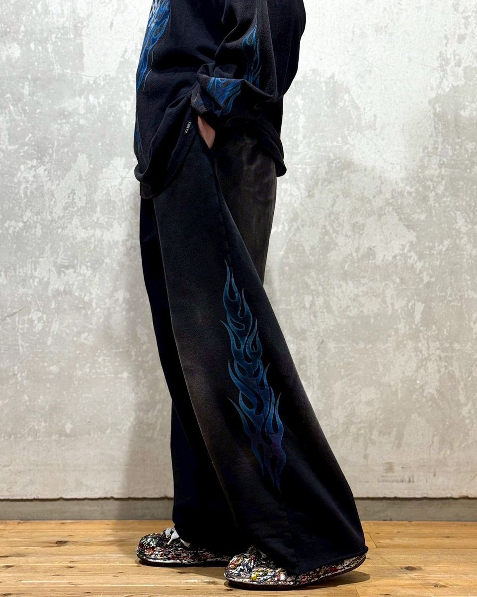 KAMIYA / “KMY-FIRE” Distressed Sweat Pants (G14PT076)