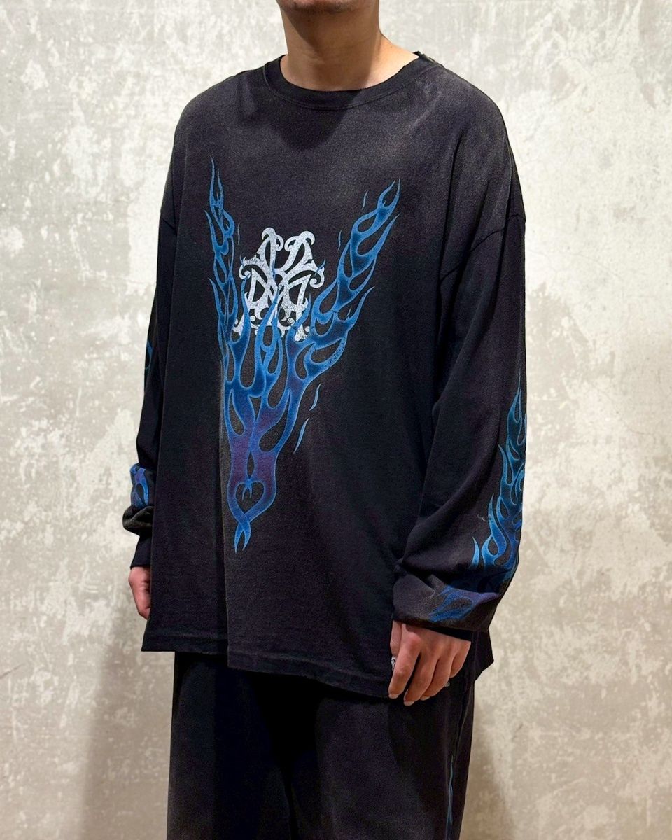 KAMIYA / “KMY-FIRE” Distressed L/S T-shirt (G14LT079)