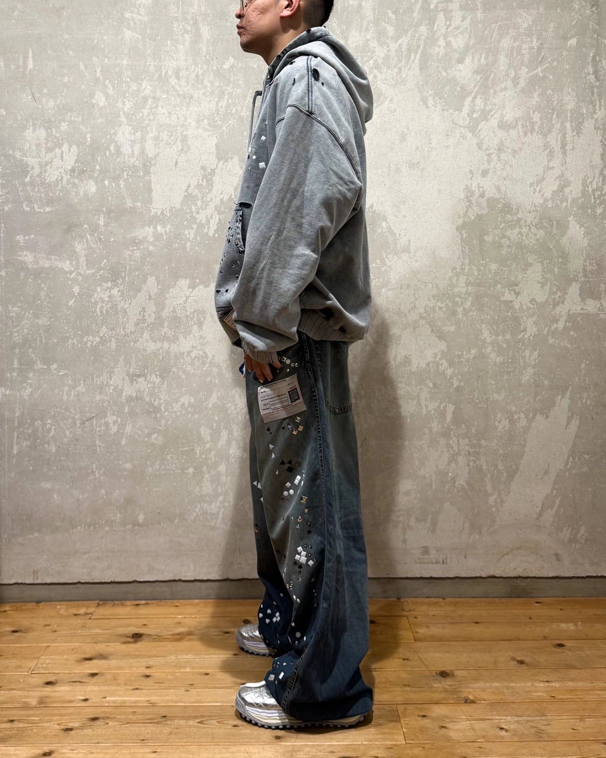 Maison MIHARA YASUHIRO / Embellished Denim Wide Pants (B15PT081)