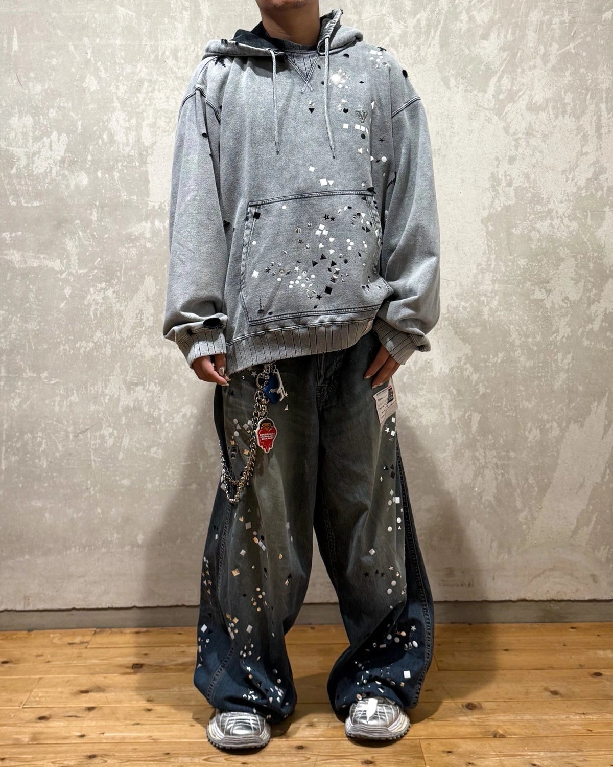 Maison MIHARA YASUHIRO / Embellished Denim Wide Pants (B15PT081)