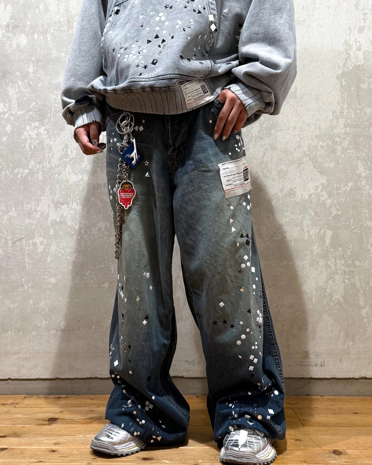 Maison MIHARA YASUHIRO / Embellished Denim Wide Pants (B15PT081)
