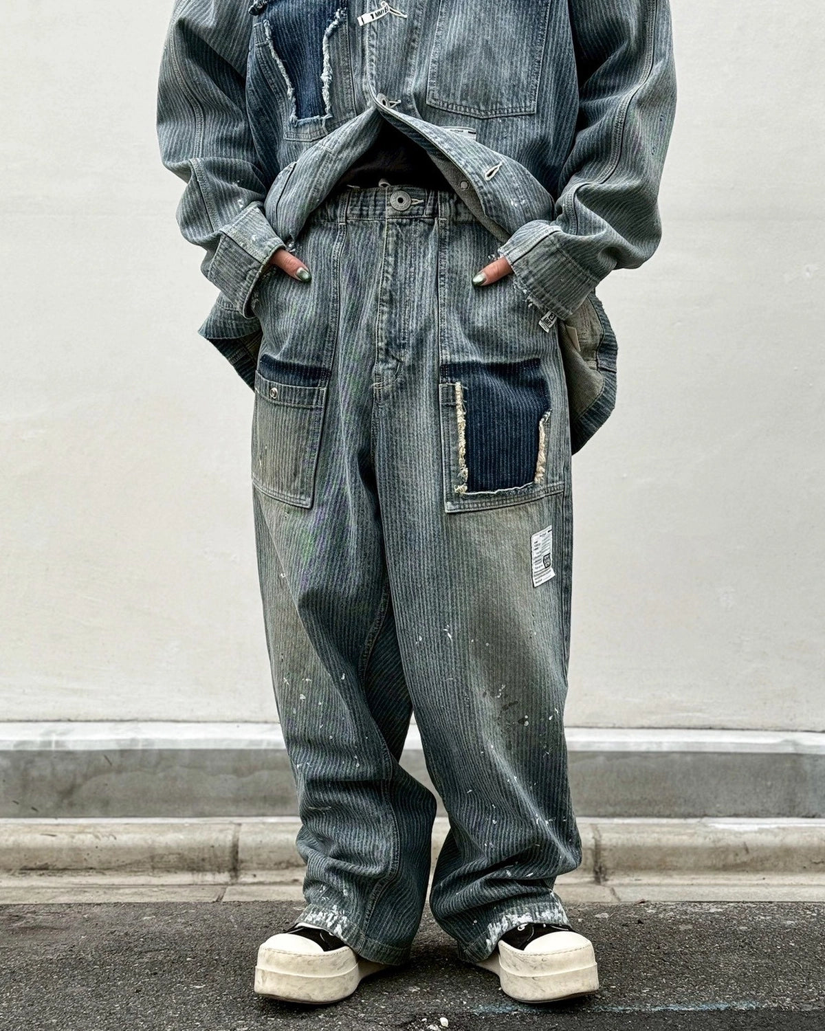 Maison MIHARA YASUHIRO / STRIPE DENIM BUSH PANTS (J16PT128)