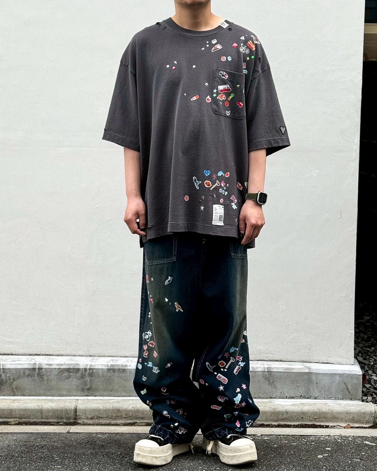 Maison MIHARA YASUHIRO / Kids Sticker Printed Baker Denim Pants (J16PT124)