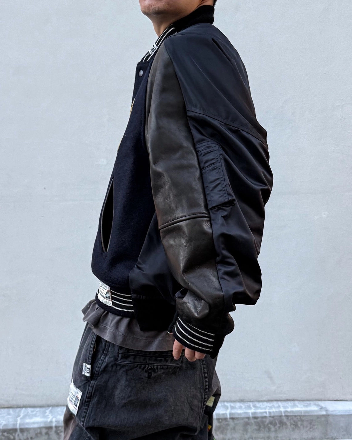 Maison MIHARA YASUHIRO / Front Back Combined Stadium Jacket  (A17BL062)