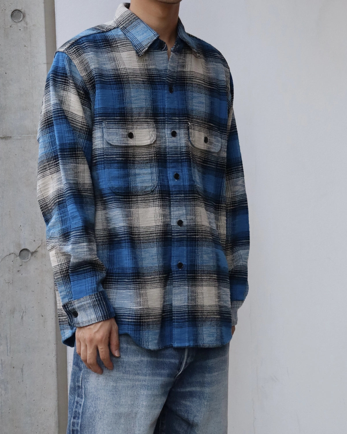 MINEDENIM / Heavy Cotton Flannel Ombre Work Shirt (MDFBF09503)