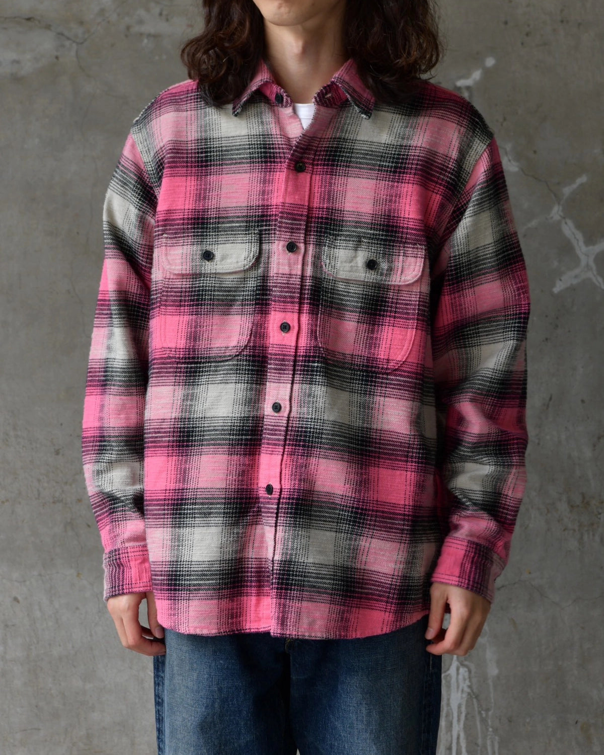 MINEDENIM / Heavy Cotton Flannel Ombre Work Shirt (MDFBF09503)