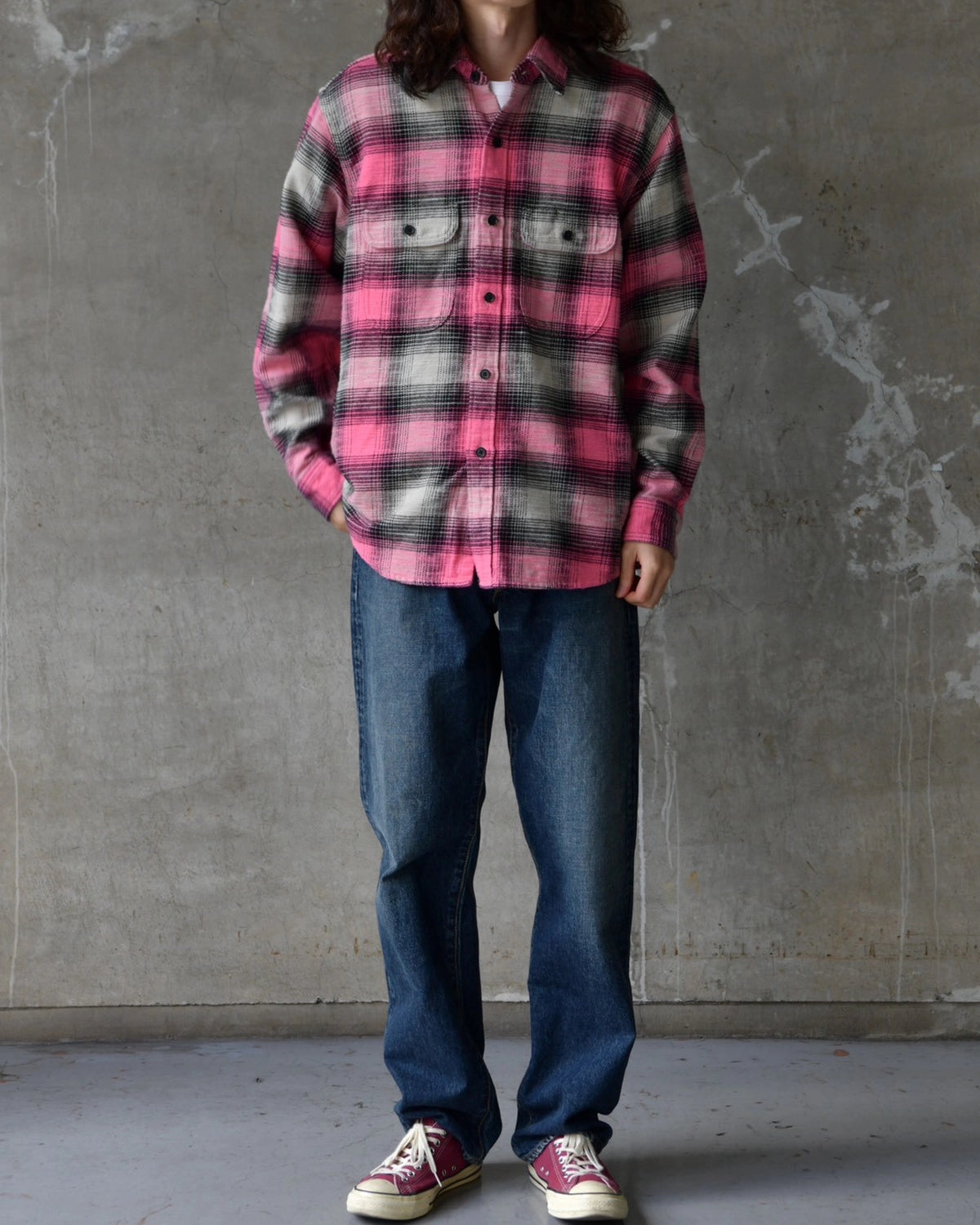 MINEDENIM / Heavy Cotton Flannel Ombre Work Shirt (MDFBF09503)