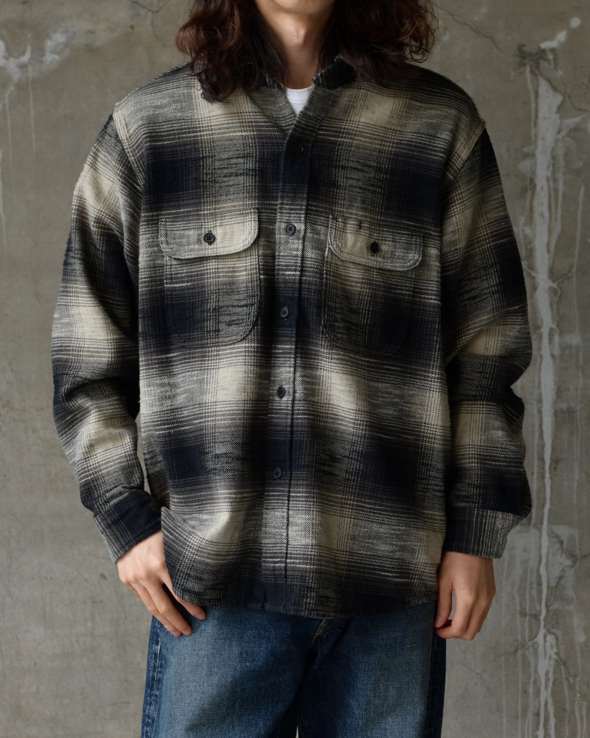 MINEDENIM / Heavy Cotton Flannel Ombre Work Shirt (MDFBF09503)