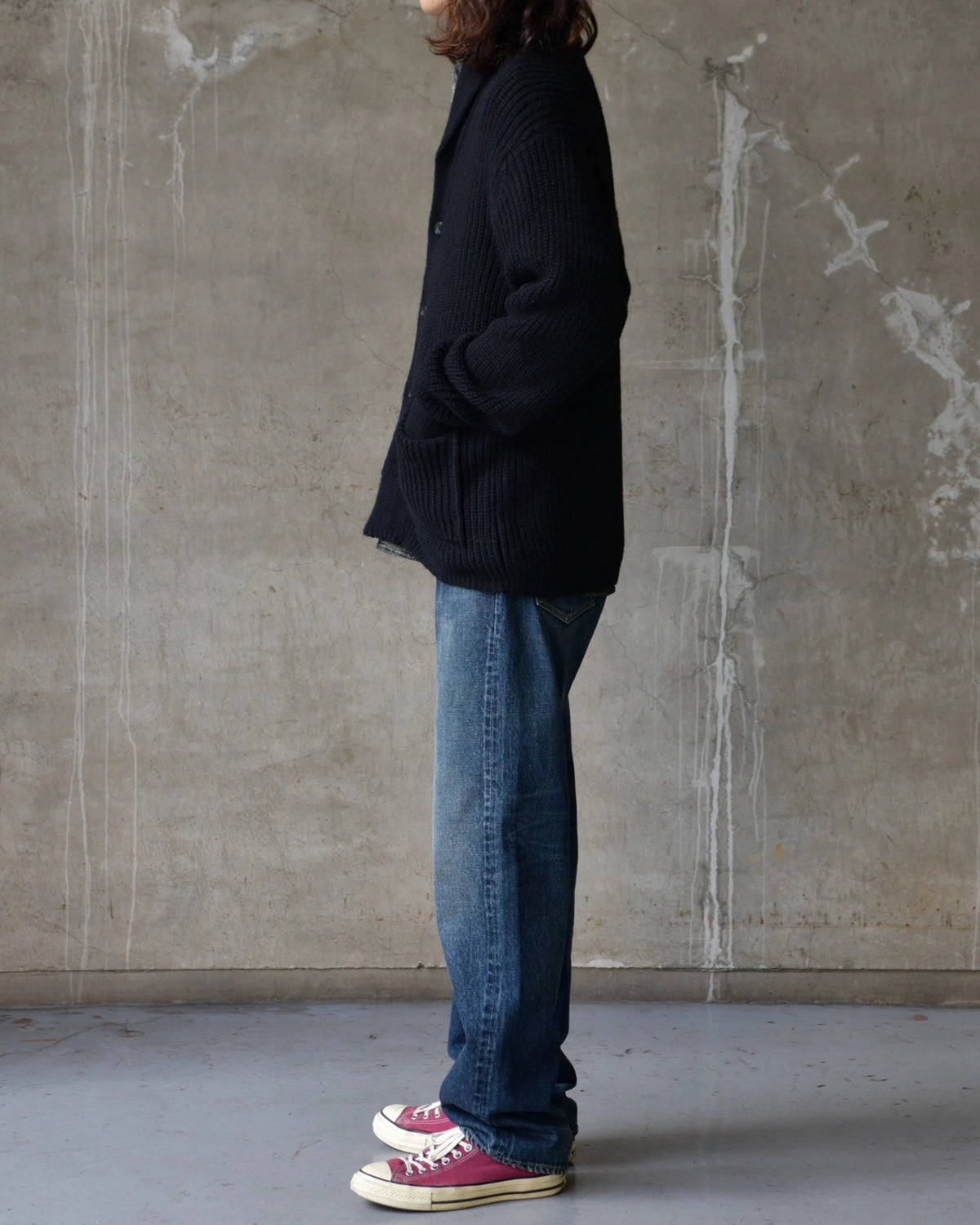 MINEDENIM  / Baby Alpaca Wool Shawl Collar Knit Cardigan (MDFBF10601)
