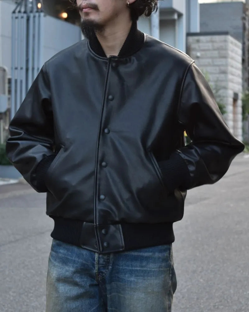 MINEDENIM  / Rusty Calf Leather Varsity Jacket (2411-9002)