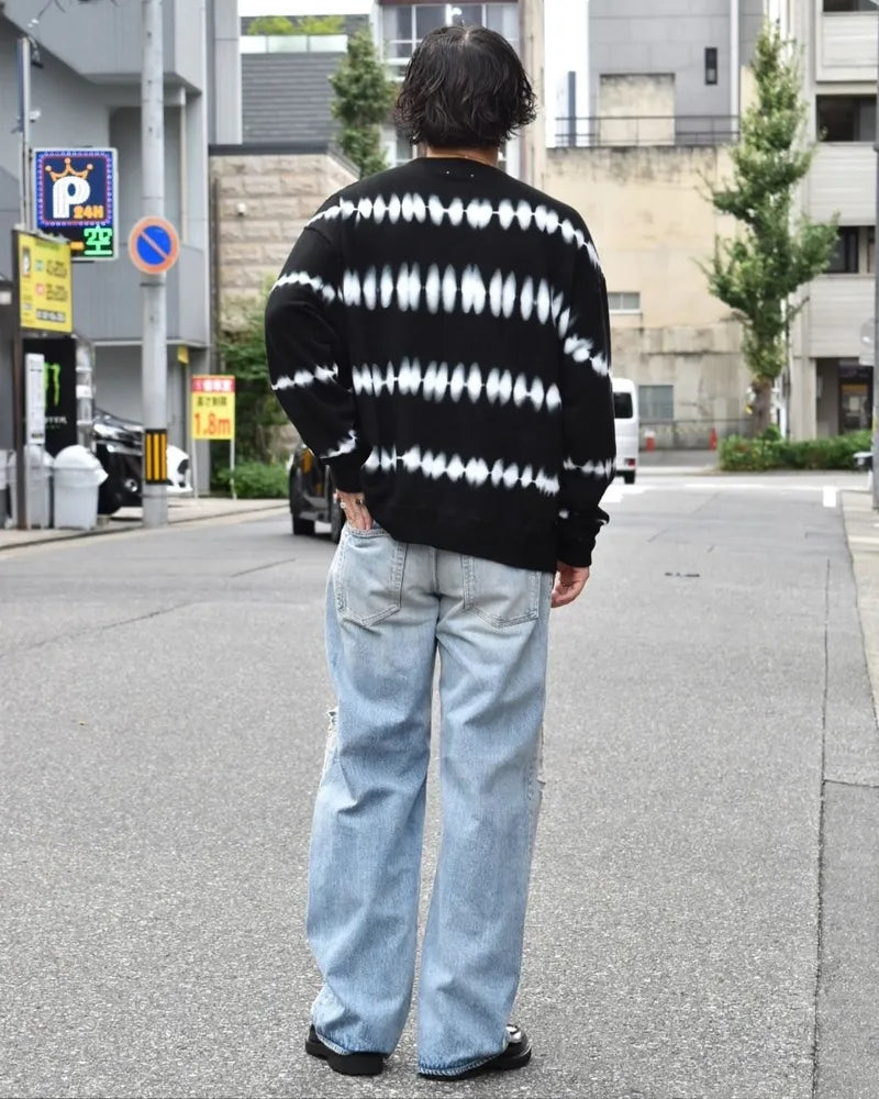 MINEDENIM  / Paper rips Border Fleece Crewneck Pullover (2409-4004)