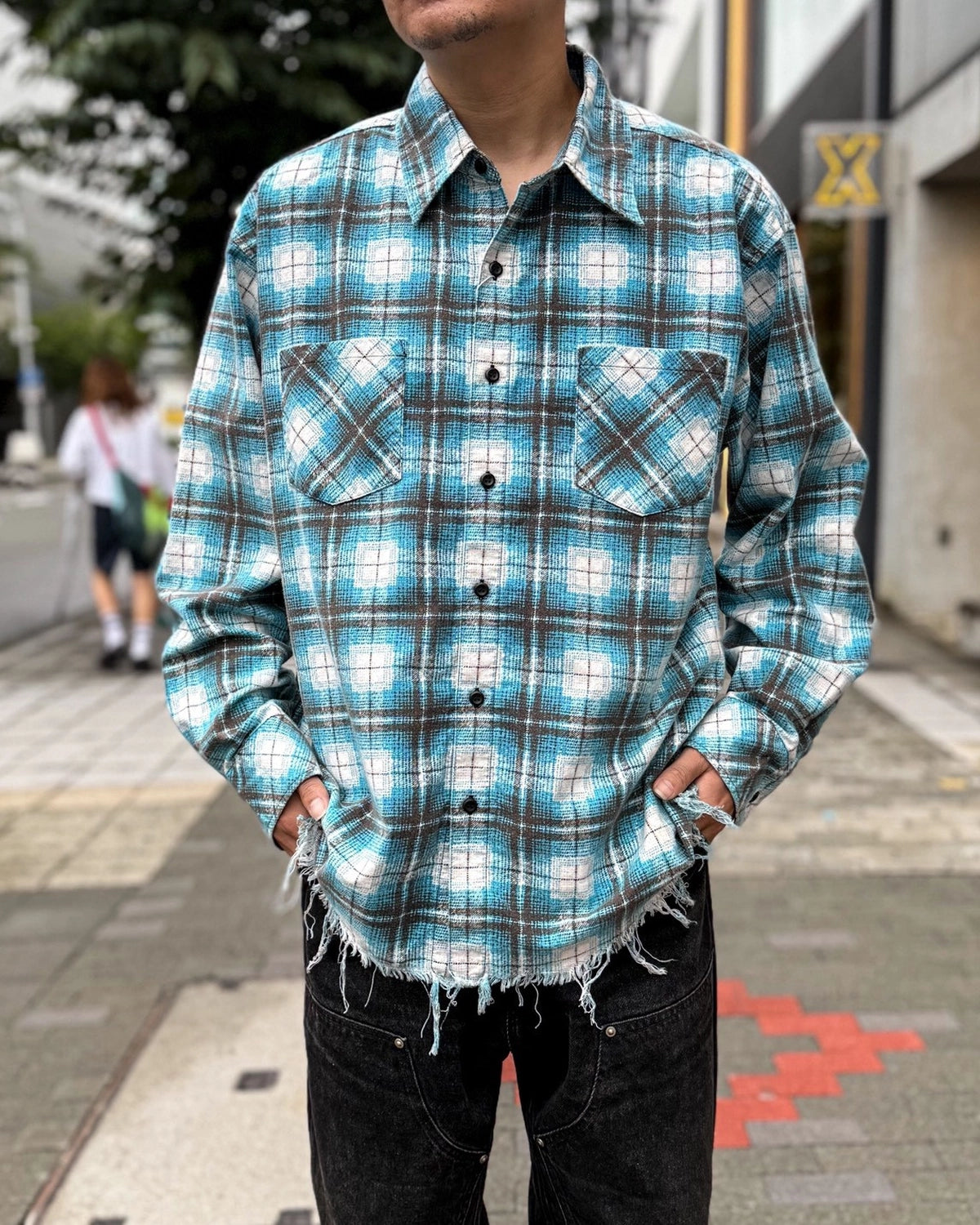 MIYAGIHIDETAKA -Rafu-  / Processed Printed Nel Shirt (Rafu080)
