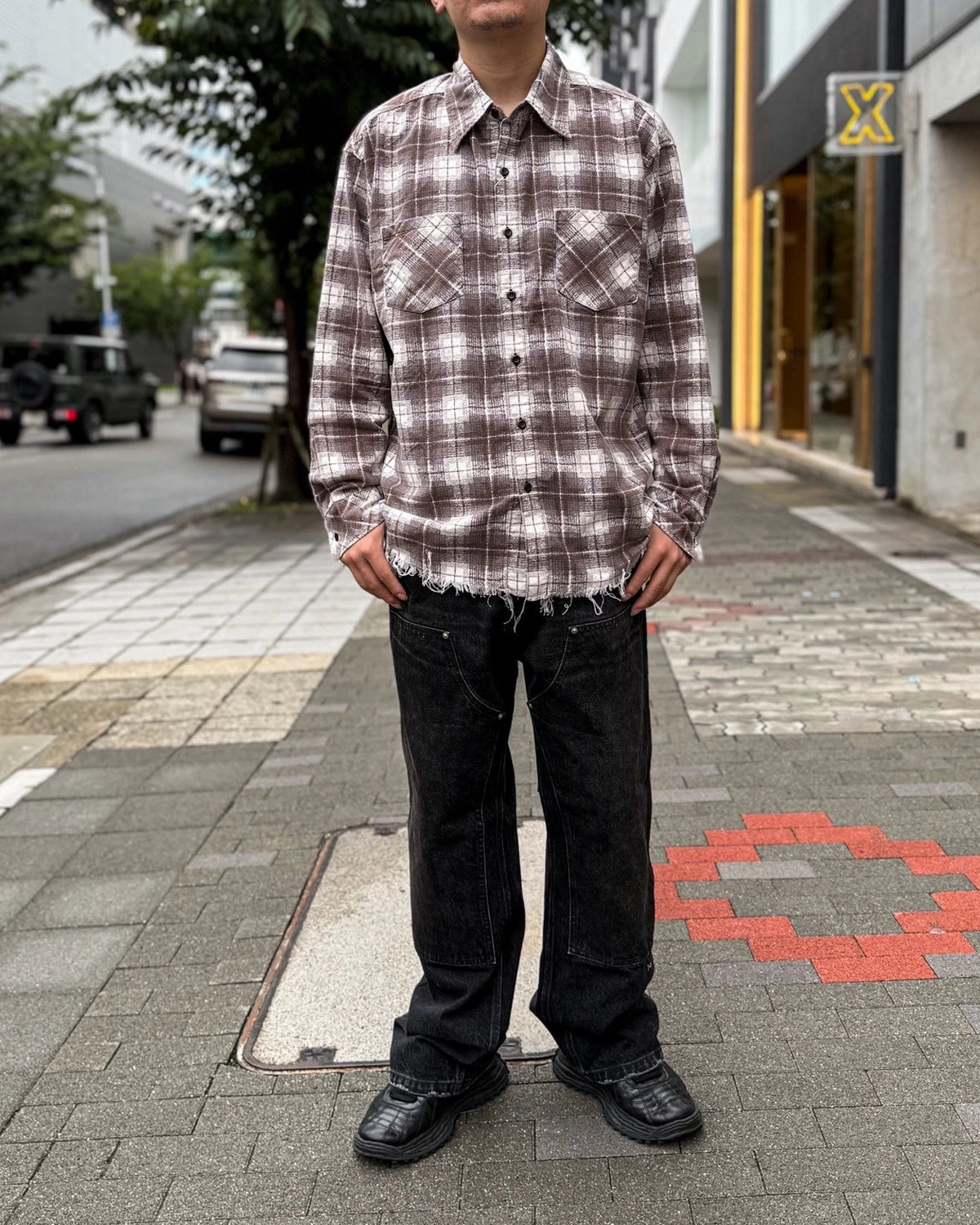 MIYAGIHIDETAKA -Rafu-  / Processed Printed Nel Shirt (Rafu080)
