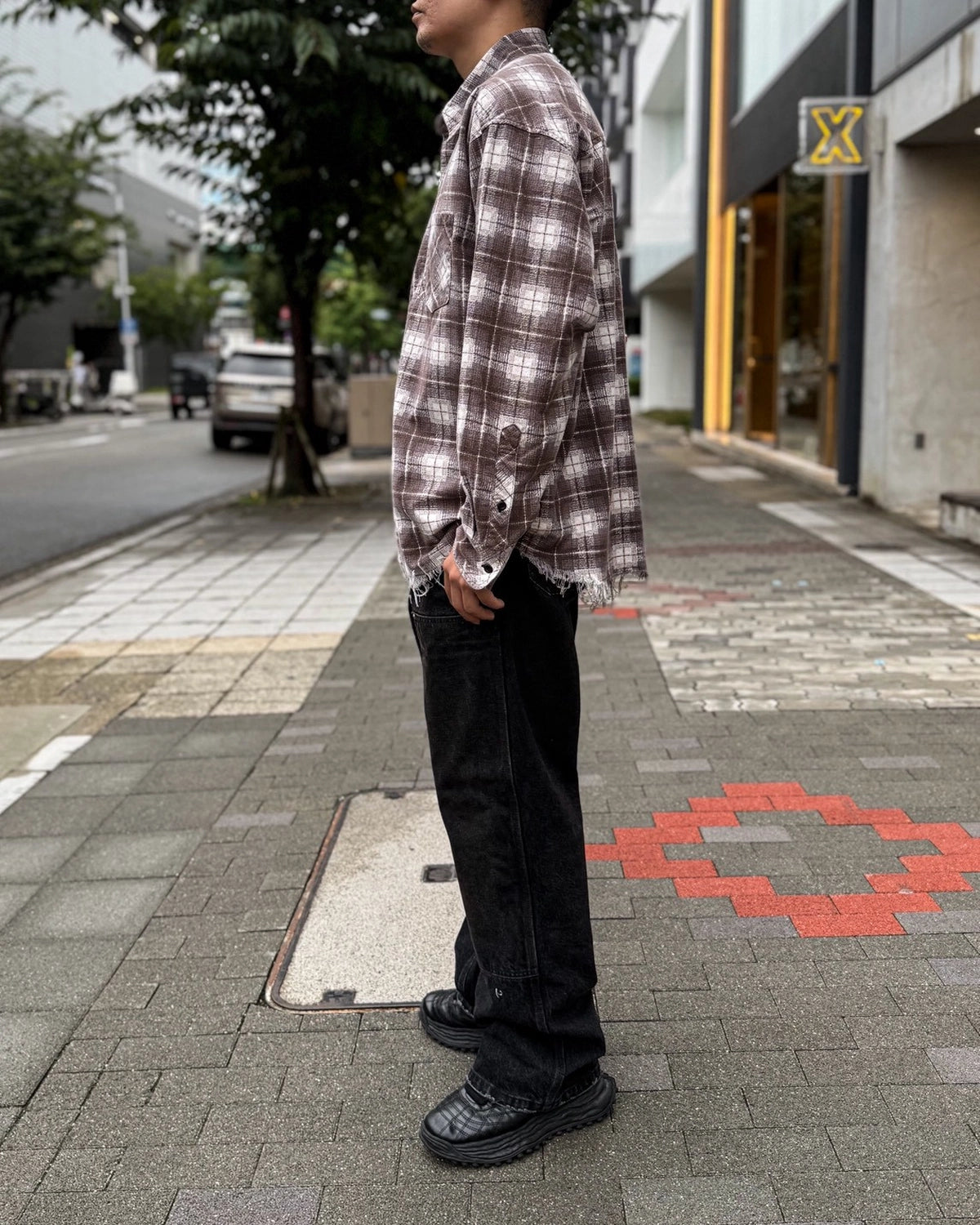 MIYAGIHIDETAKA -Rafu-  / Processed Printed Nel Shirt (Rafu080)