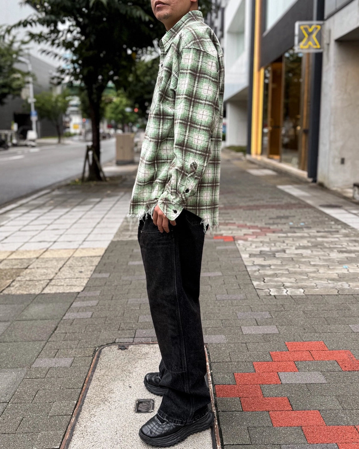 MIYAGIHIDETAKA -Rafu-  / Processed Printed Nel Shirt (Rafu080)