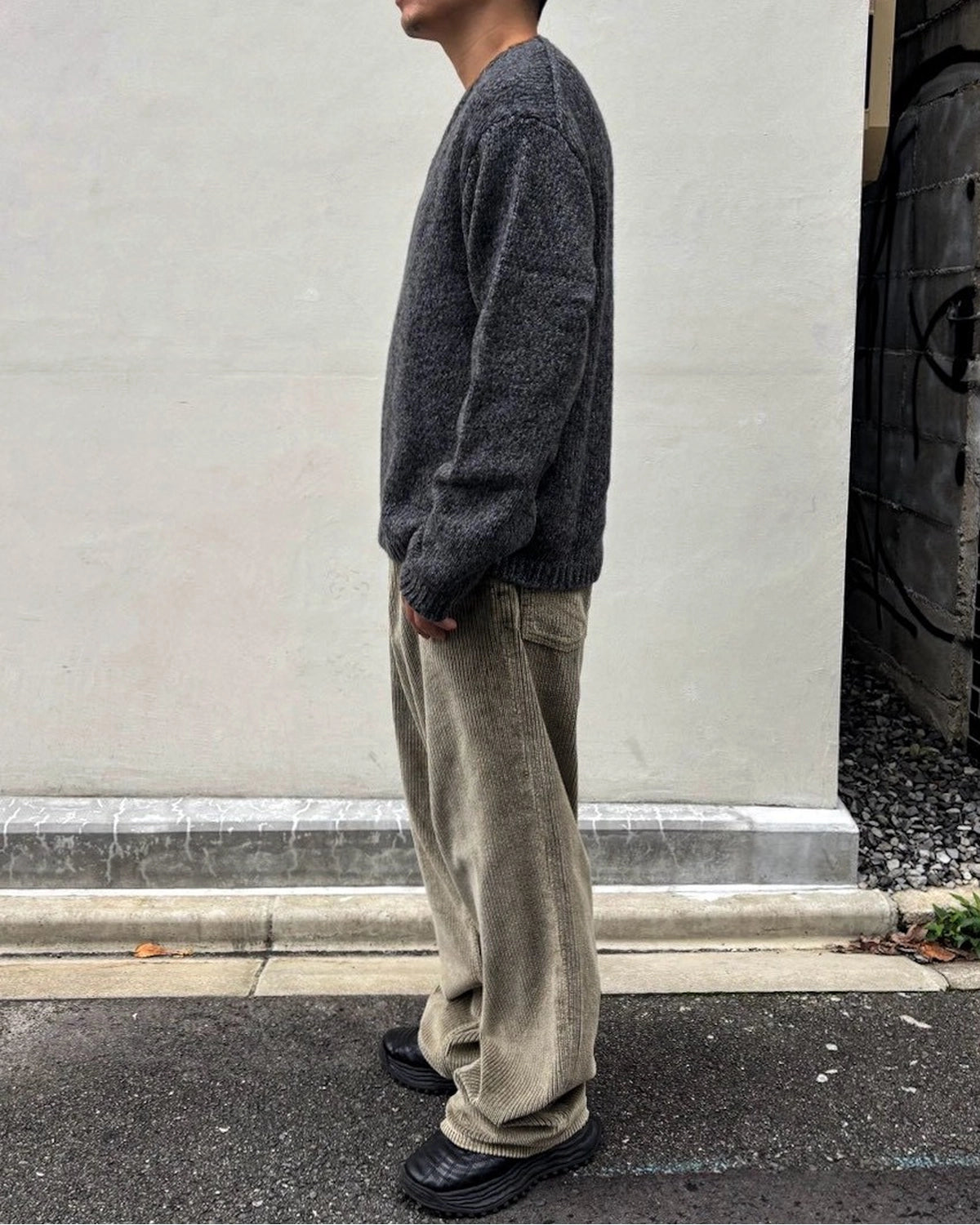 OUR LEGACY / LINK V-NECK Slub Twisted Ash Grey Wool (M4263LA)
