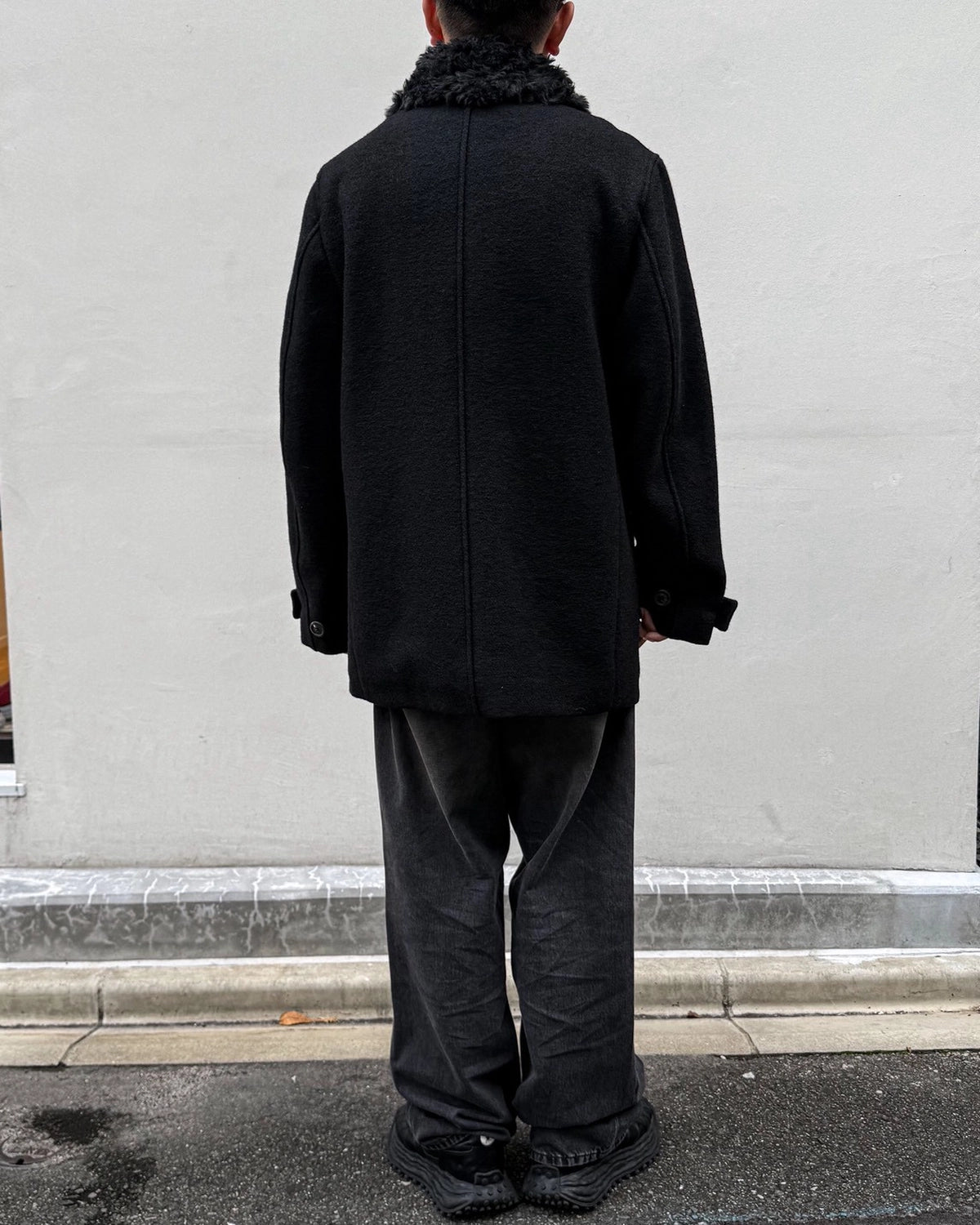 OUR LEGACY / WAGE PEACOAT Black Stamped Wool (M4261WBS)