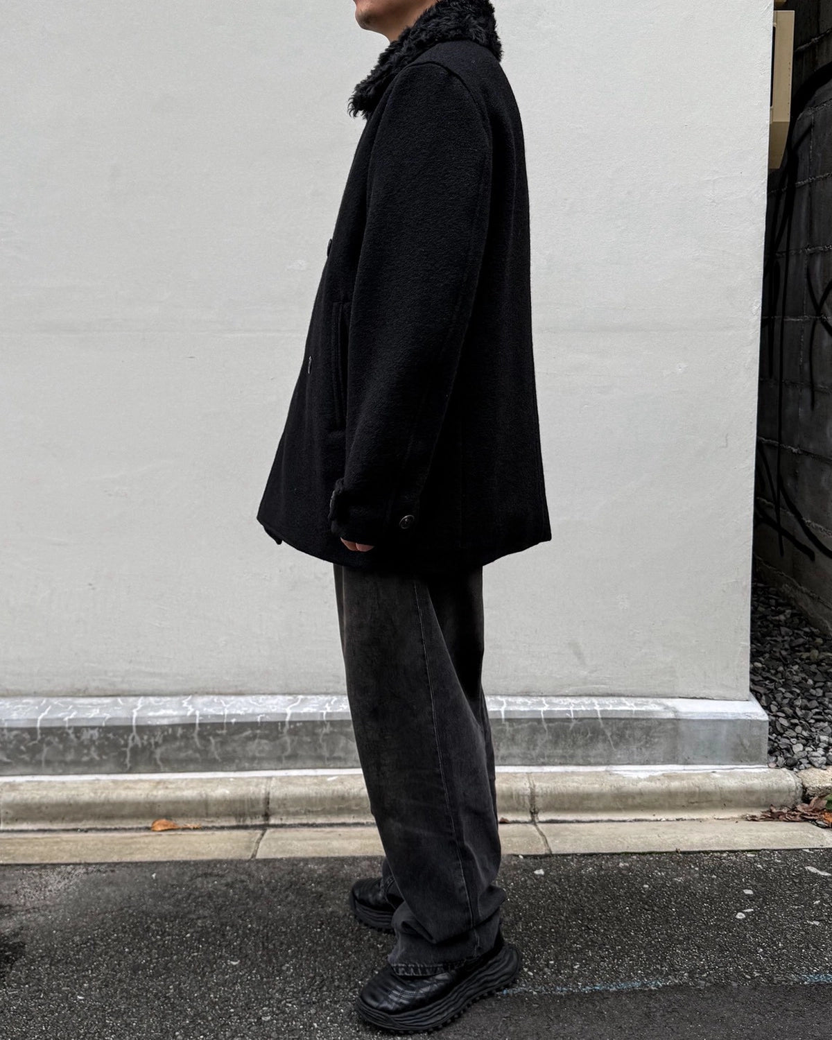 OUR LEGACY / WAGE PEACOAT Black Stamped Wool (M4261WBS)