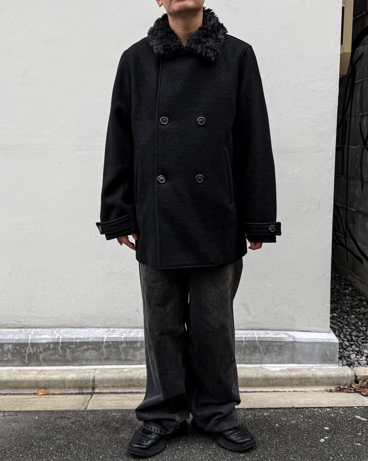 OUR LEGACY / WAGE PEACOAT Black Stamped Wool (M4261WBS)