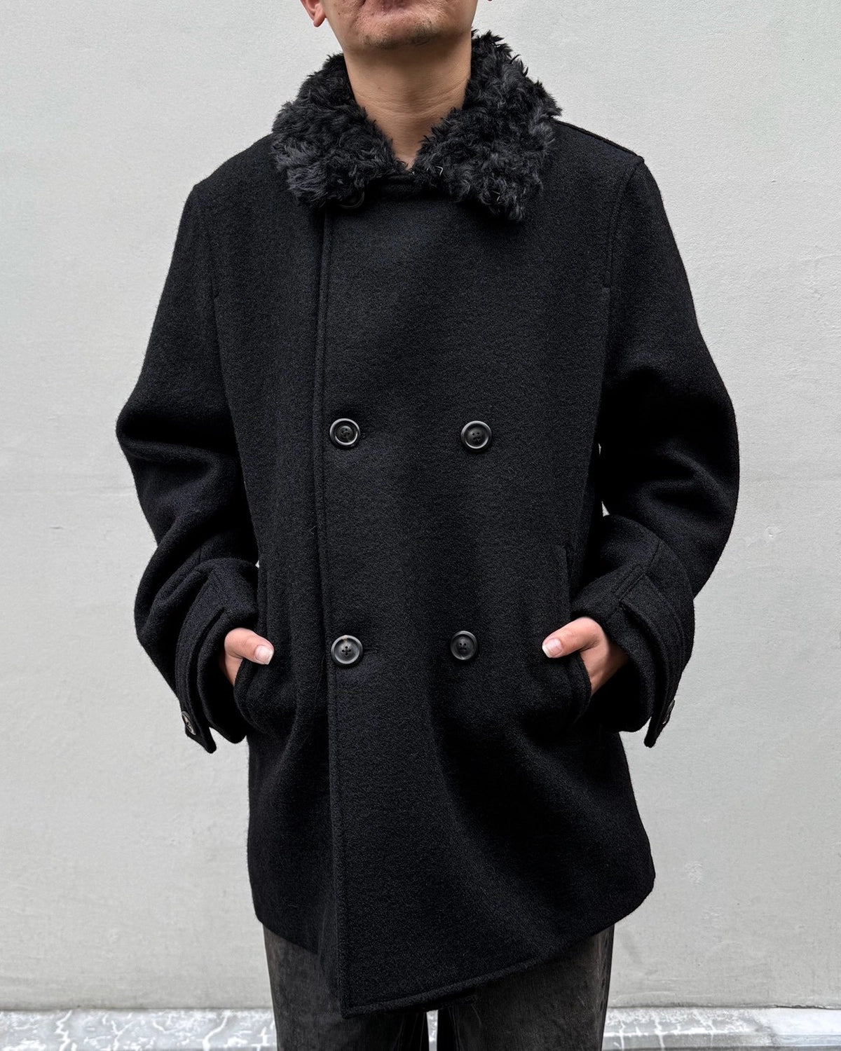 OUR LEGACY / WAGE PEACOAT Black Stamped Wool (M4261WBS)