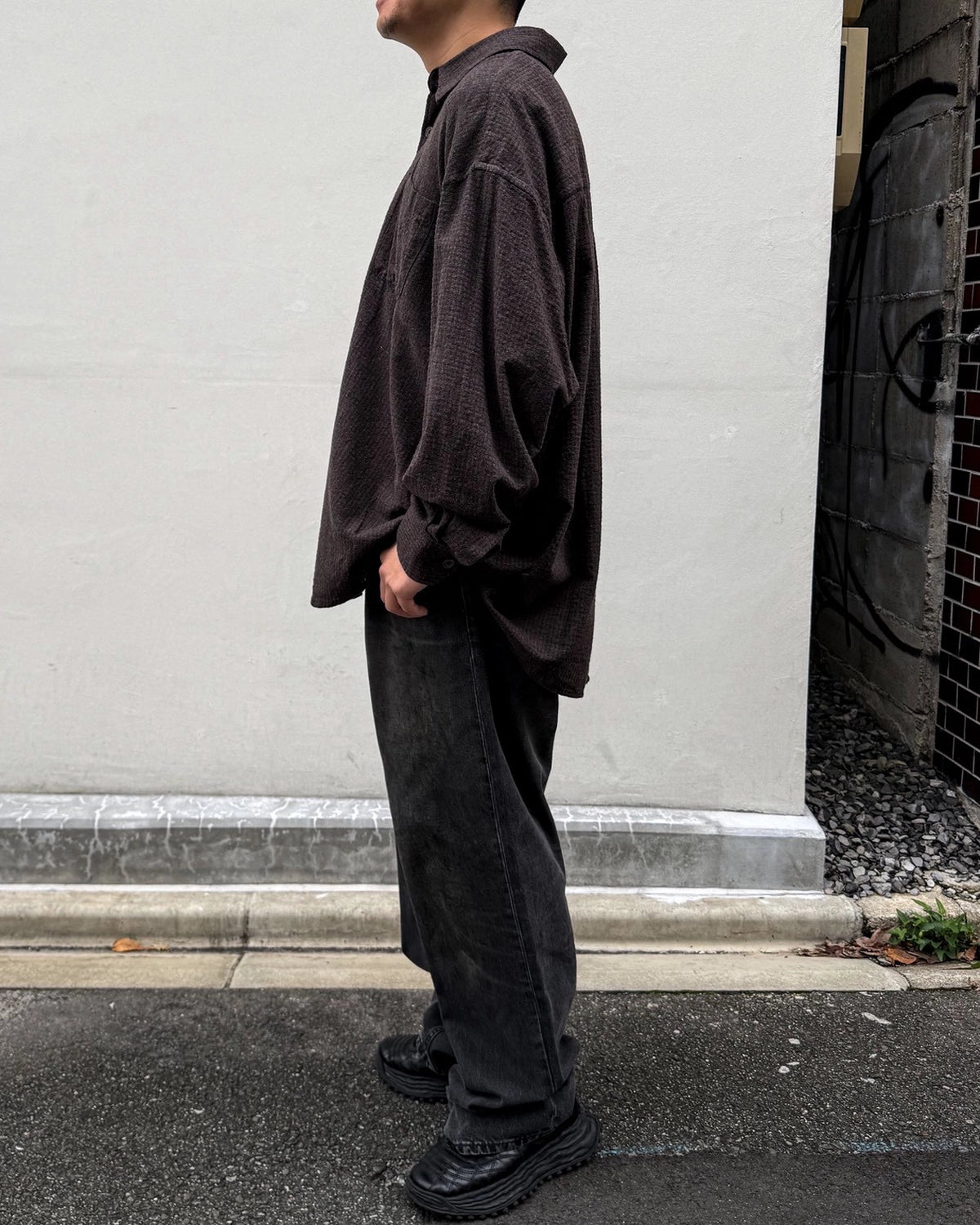 OUR LEGACY / BORROWED SHIRT Truffle Check Grid Cloth (M4262BTC)