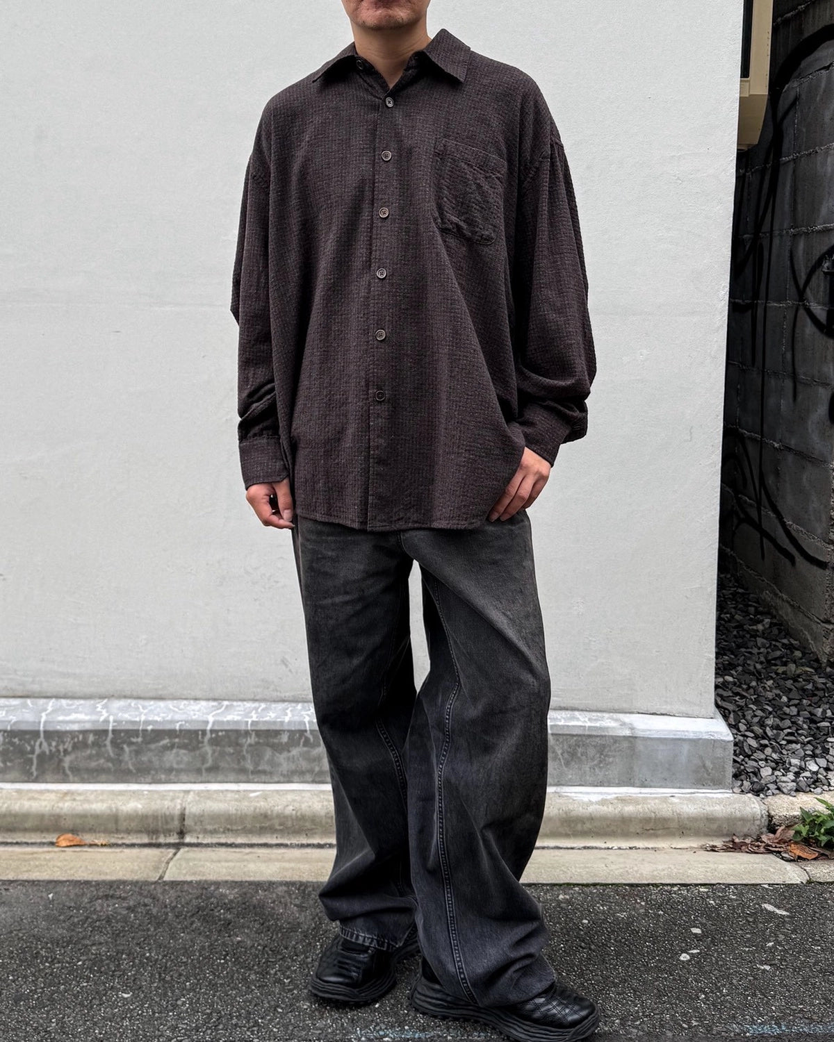 OUR LEGACY / BORROWED SHIRT Truffle Check Grid Cloth (M4262BTC)