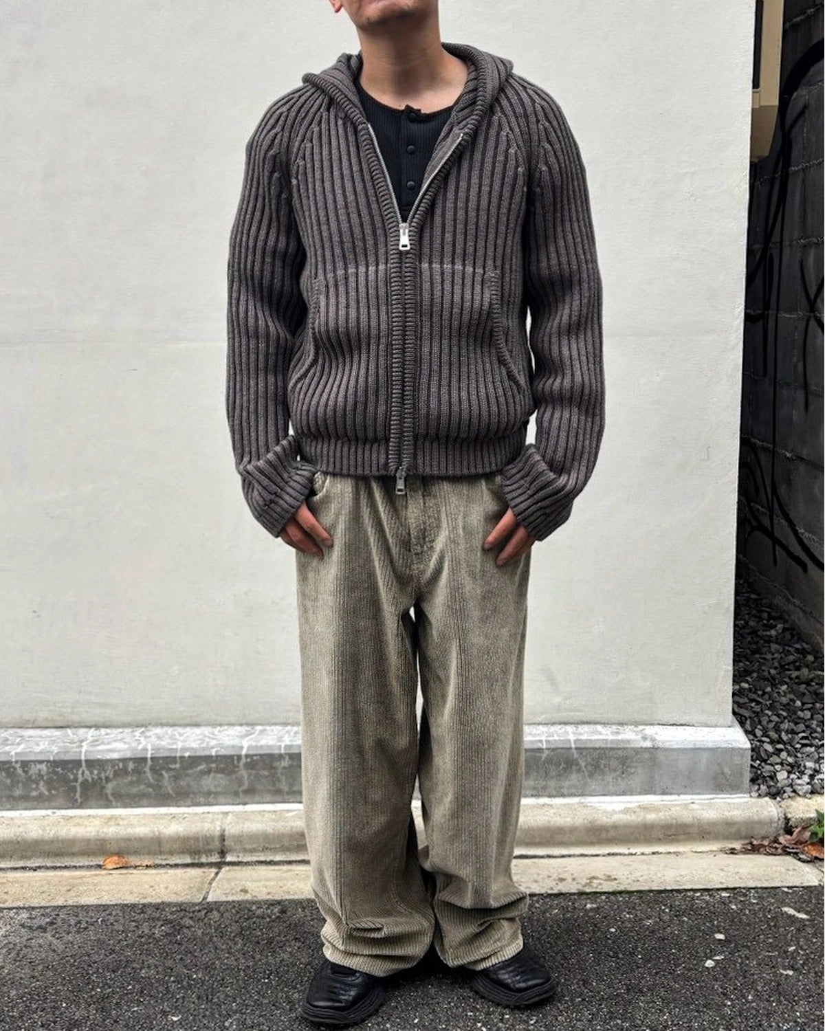 OUR LEGACY / LEVEL HOOD Sage Stripe Dry Merino Wool (M4263LS)
