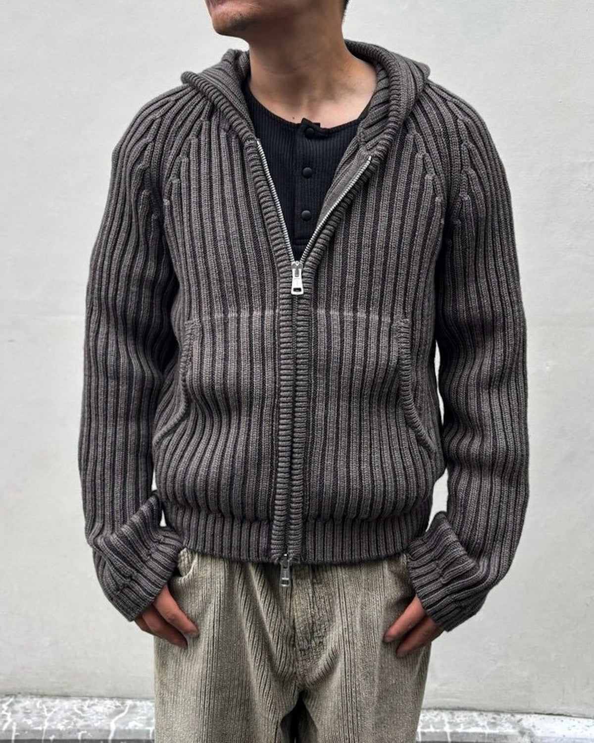 OUR LEGACY / LEVEL HOOD Sage Stripe Dry Merino Wool (M4263LS)