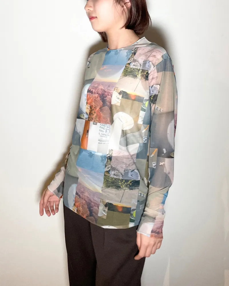 PHEENY / Print jersey crew neck (PA24-CS23)