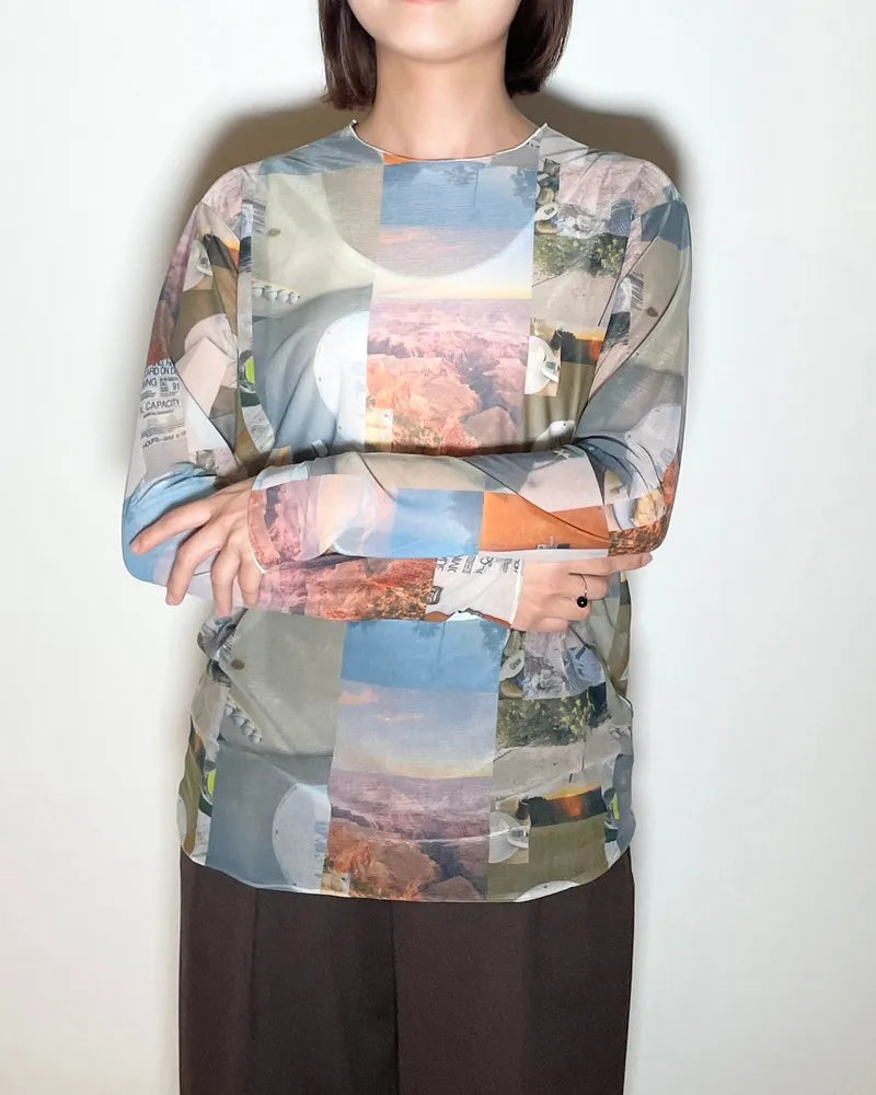 PHEENY / Print jersey crew neck (PA24-CS23)