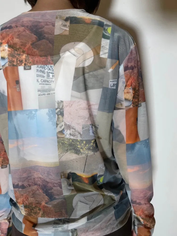 PHEENY / Print jersey crew neck (PA24-CS23)