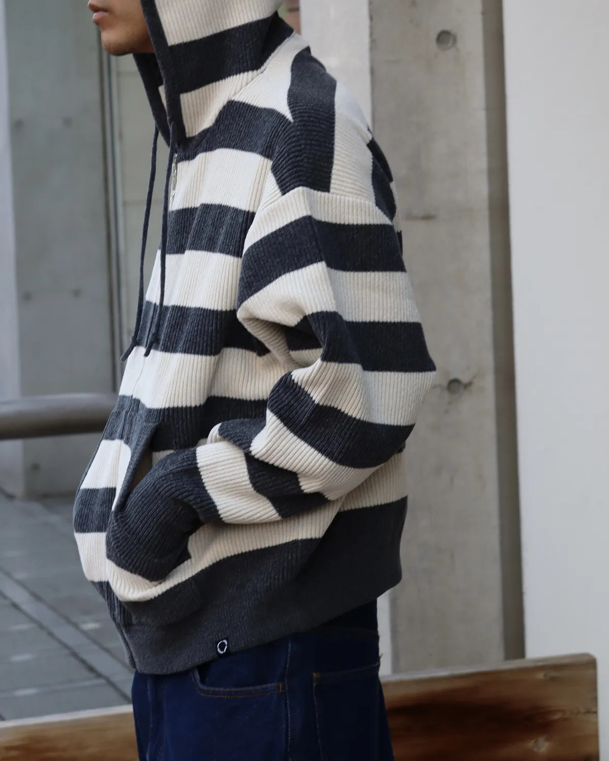 PHINGERIN / CORDY KNIT ZIP HOODIE STRIPE (PD-262-KN-092)