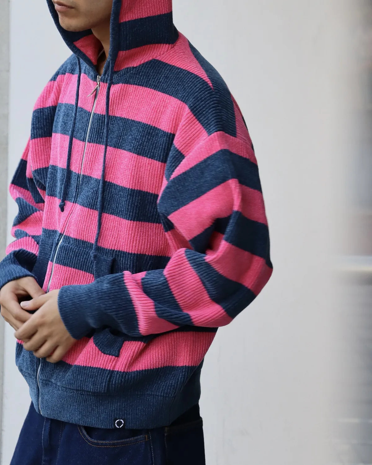 PHINGERIN / CORDY KNIT ZIP HOODIE STRIPE (PD-262-KN-092)