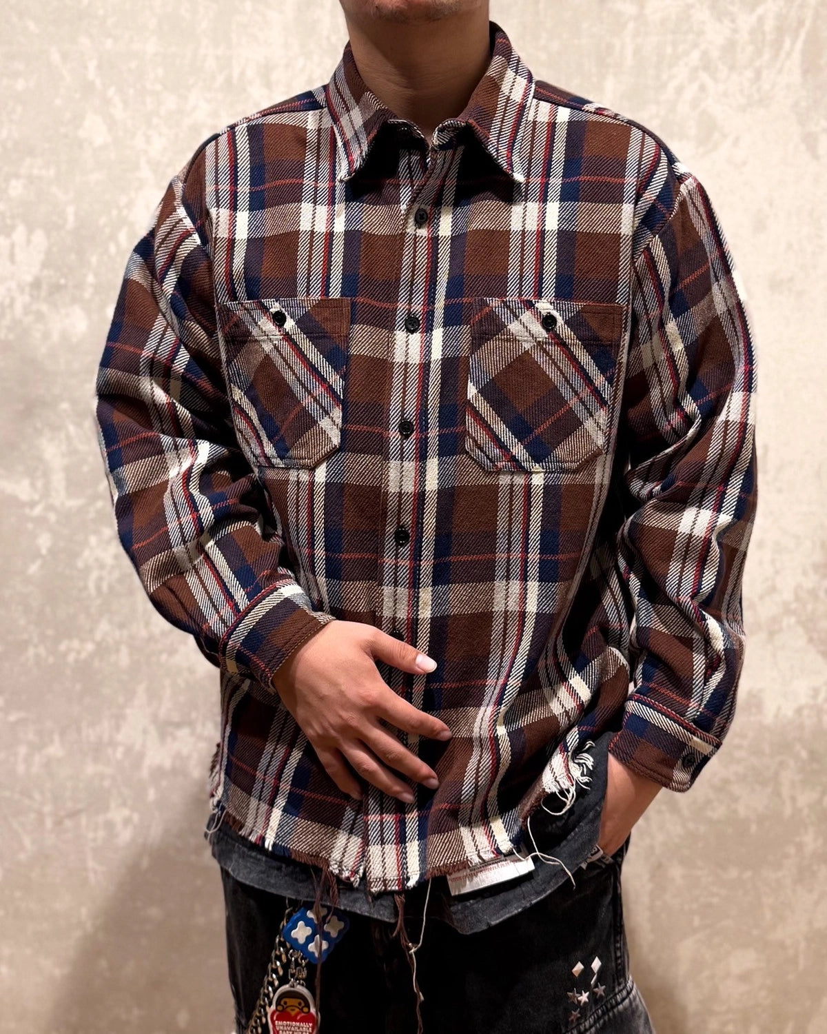 LASTMAN / DAMAGED FLANNEL SHIRTS (252LM-SH02)