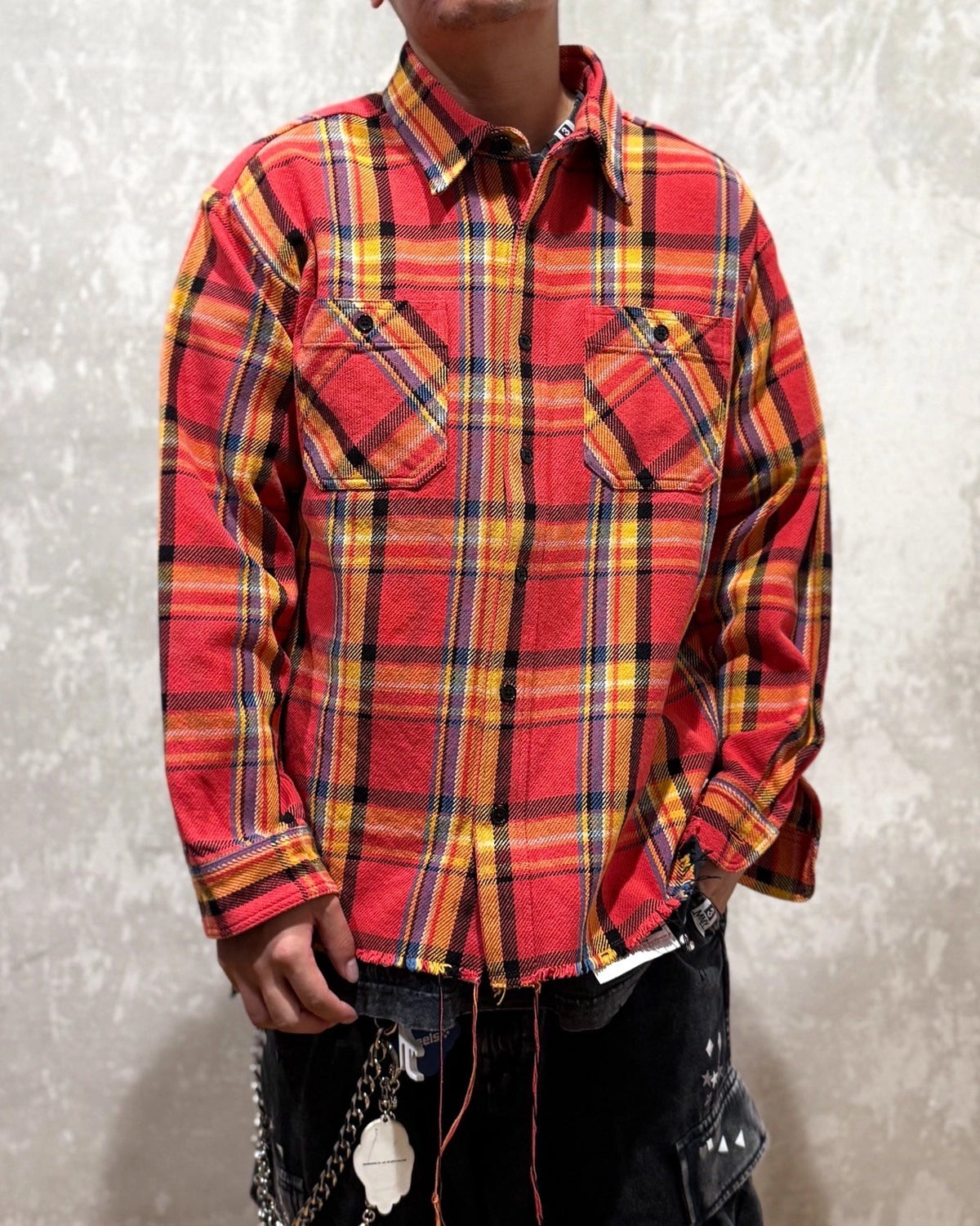 LASTMAN / DAMAGED FLANNEL SHIRTS (252LM-SH02)