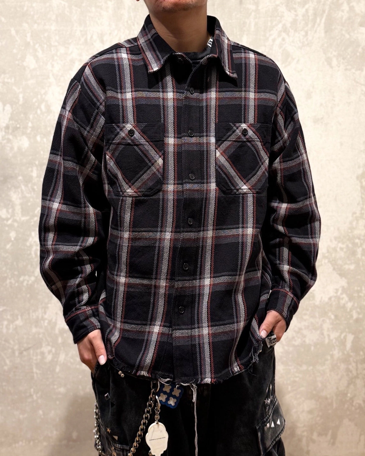 LASTMAN / DAMAGED FLANNEL SHIRTS (252LM-SH02)