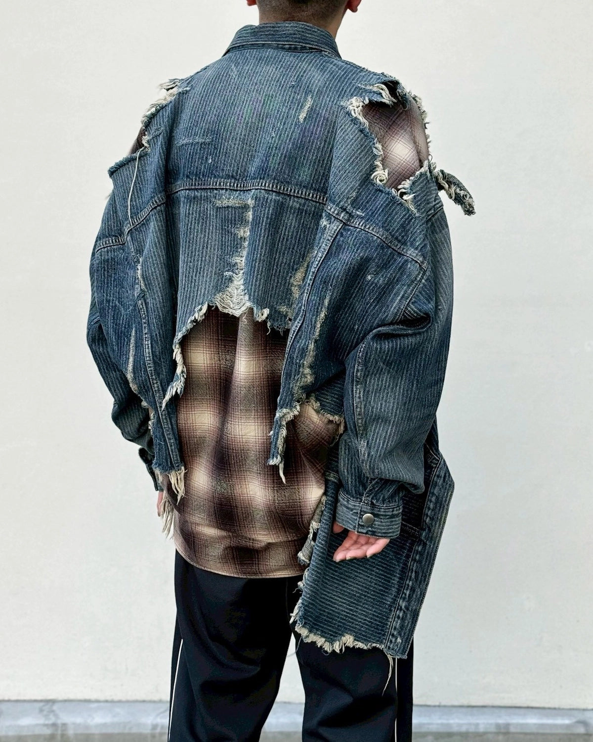 Maison MIHARA YASUHIRO / Check Shirt Layered Denim Jacket (J16BL121)