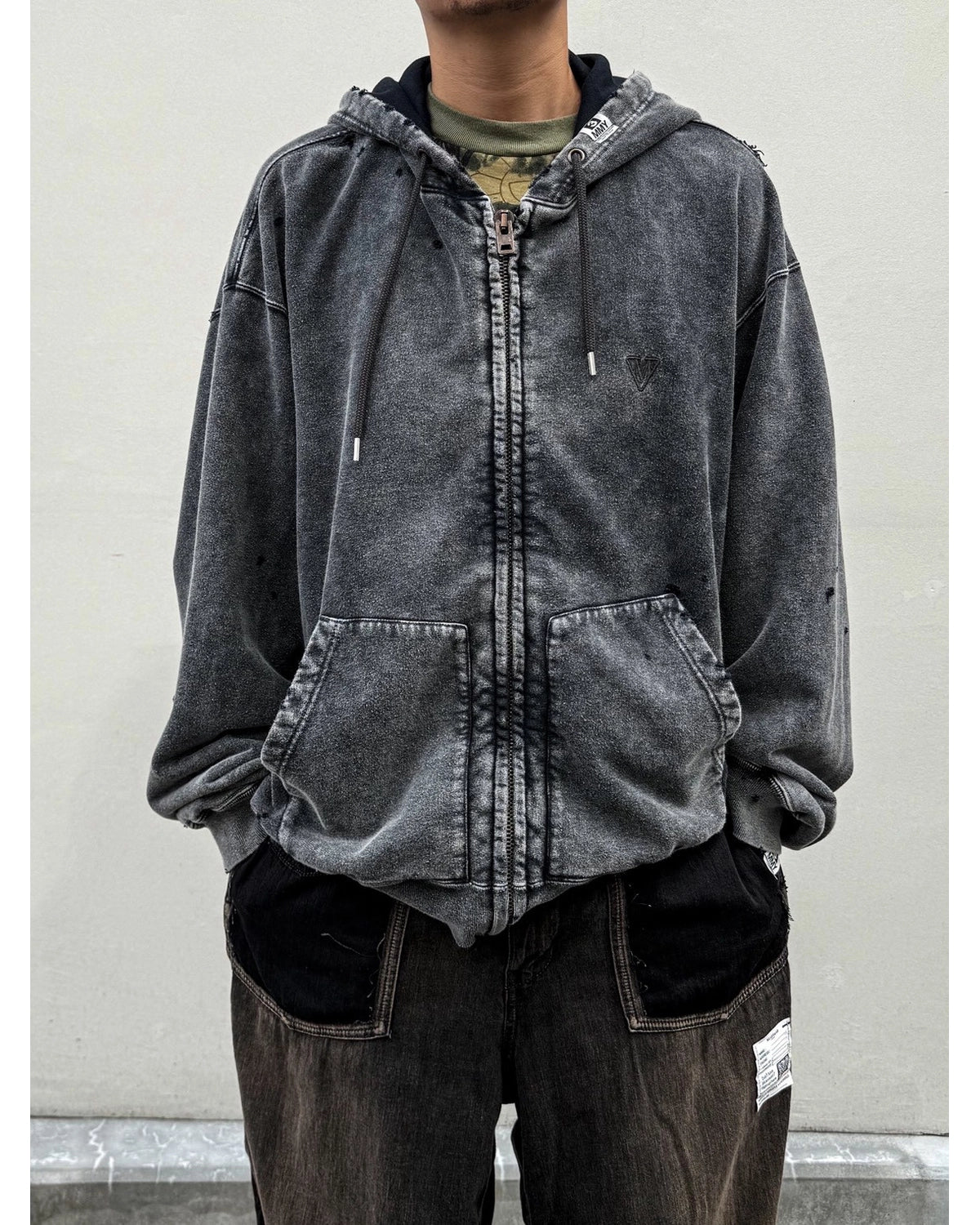 Maison MIHARA YASUHIRO / Bleached Zip-up Hoodie (A17PK541)