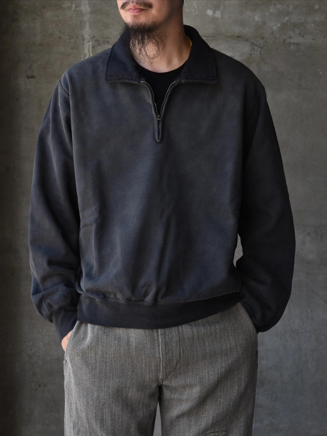 RRL (ダブルアールエル) フレンチ テリー クォータージップ プル