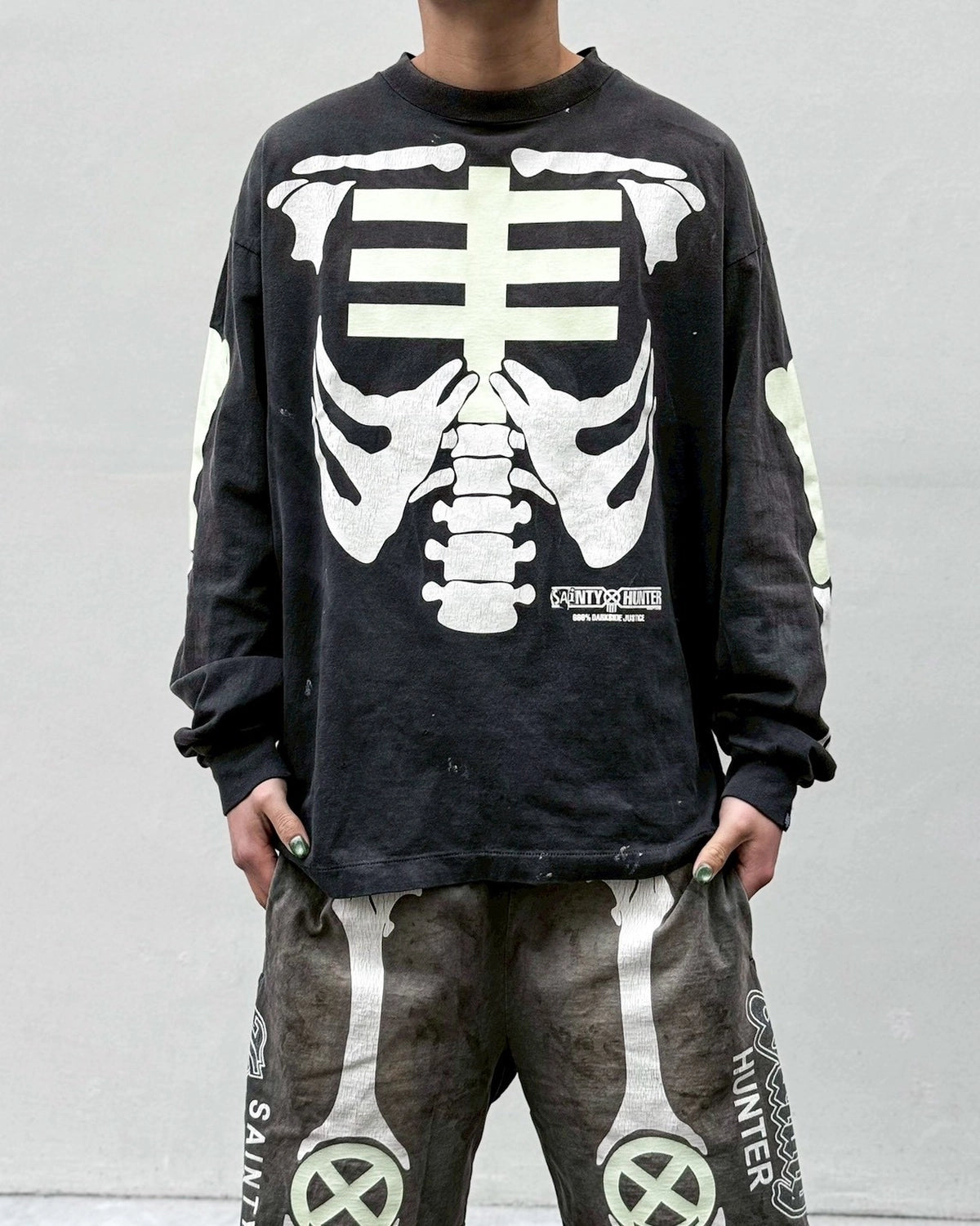 ©︎SAINT Mxxxxxx × BOUNTY HUNTER / BH_LS T-SHIRT / BONE (SM-MK8-0000-C30)