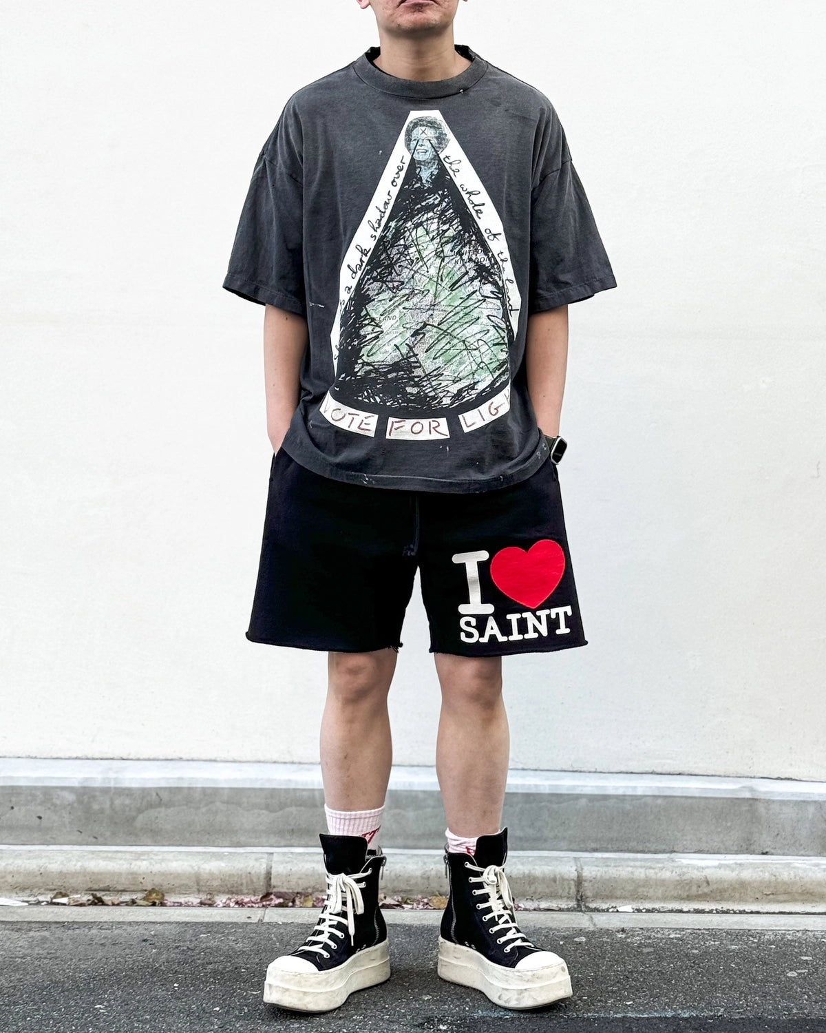 ©︎SAINT Mxxxxxx × Jamie Reid / JR_SS T-SHIRT / VOTE F LIGHT (SM-MK8-0000-C01)