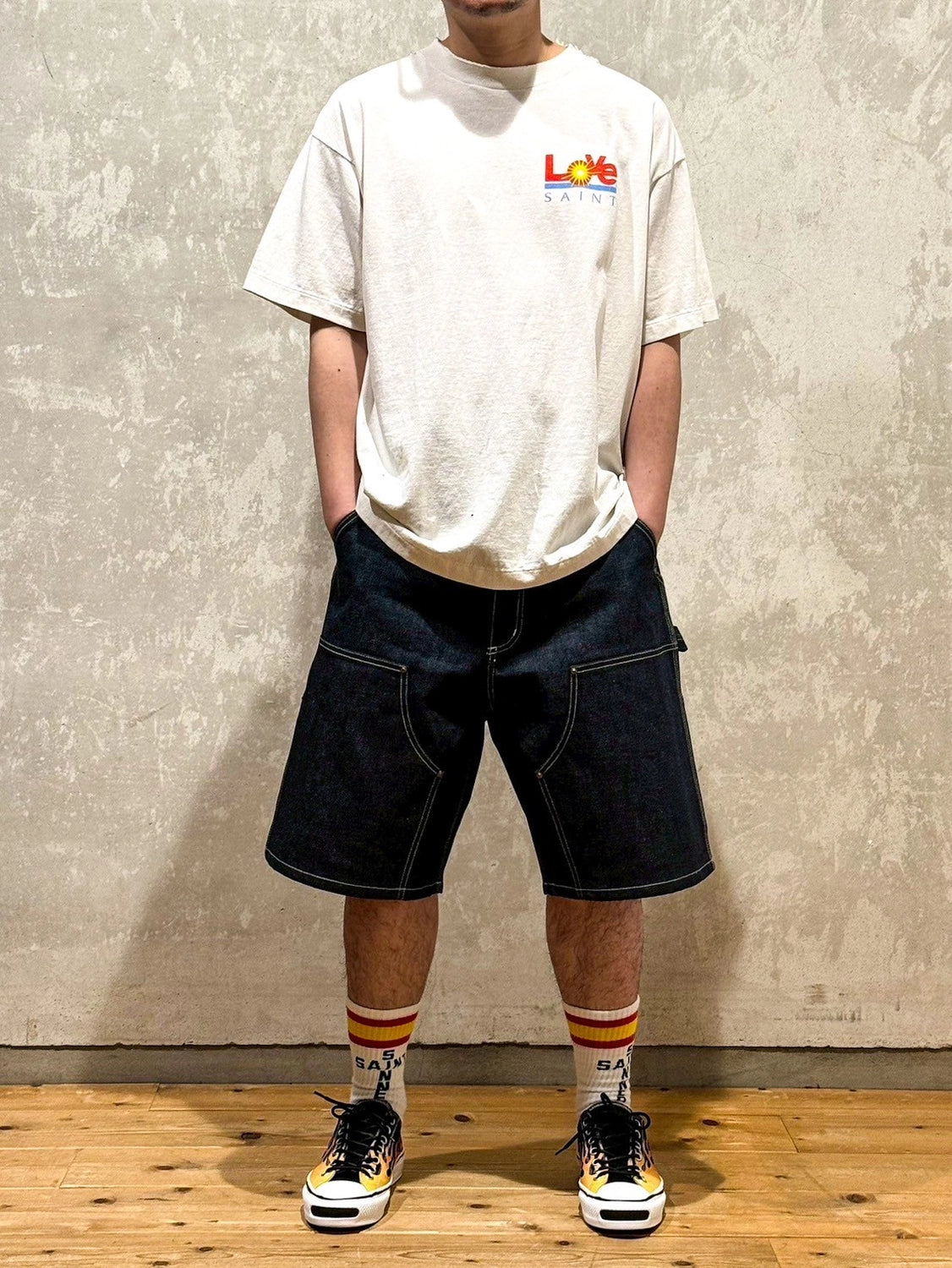 【在庫有】 SAINT M×××××× (セントマイケル) / DOUBLE KNEE SHORTS |公式 カーテン