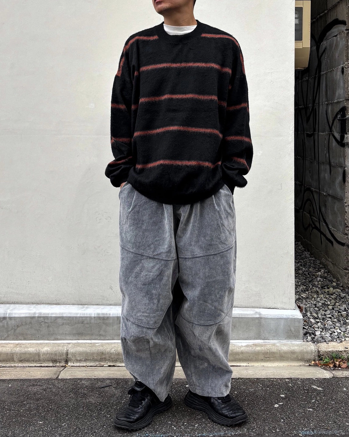 TIGHTBOOTH / BORDER KNIT SWEATER (FW26-KN01)