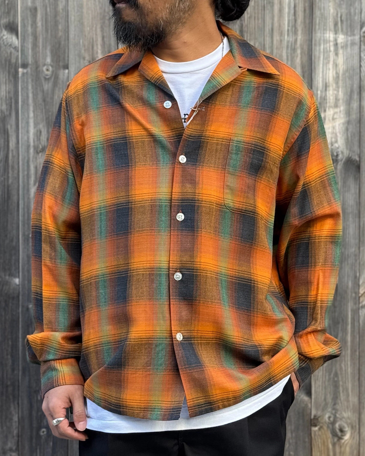 WACKO MARIA / OMBRE CHECK OPEN COLLAR SHIRT L/S -TYPE-6- (26FW-WMS-OC11)