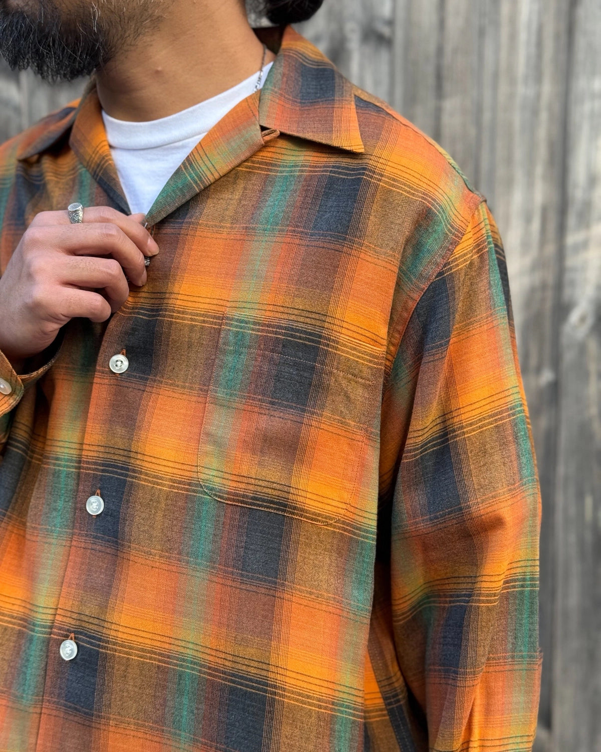 WACKO MARIA / OMBRE CHECK OPEN COLLAR SHIRT L/S -TYPE-6- (26FW-WMS-OC11)