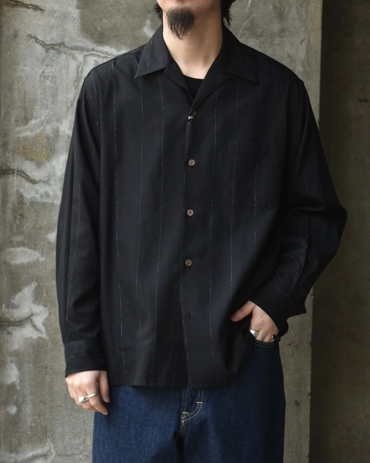 WACKO MARIA / KASURI OPEN COLLAR SHIRT L/S (25SSE-WMS-OC03)