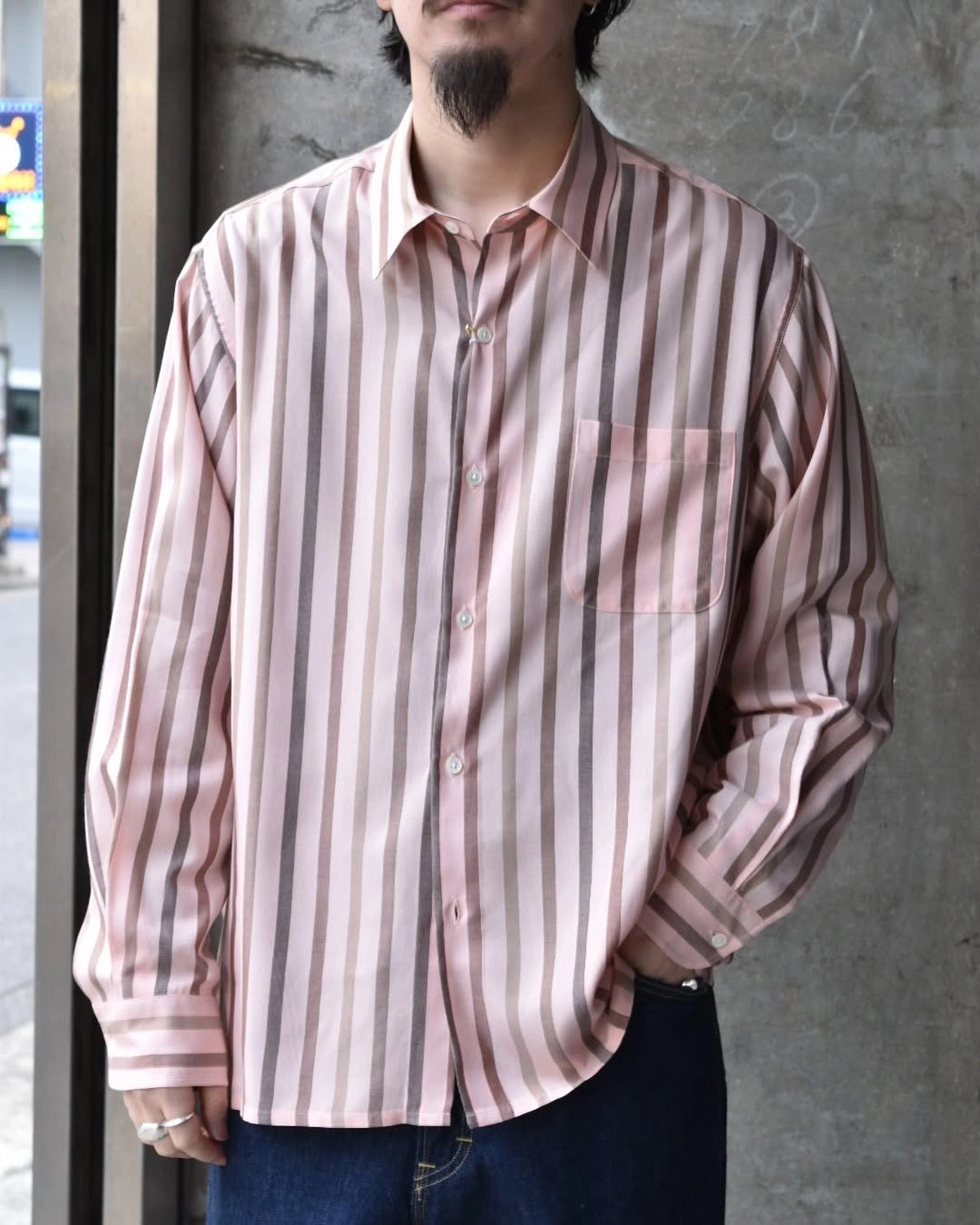 WACKO MARIA / STRIPED REGULAR COLLAR SHIRT L/S (25SSE-WMS-RC01)